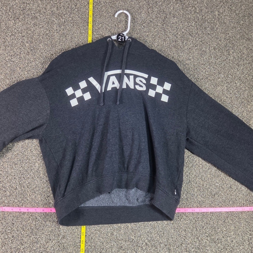Vans Hoodie Mens XL Gray Checkerboard Logo Pullover Sweatshirt Long Sleeve